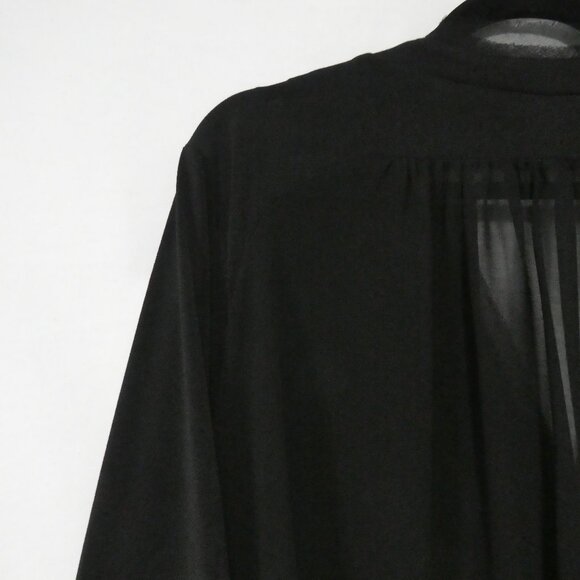 RACHEL - RACHEL ROY | size 2X | Elegant Black Sheer Button-Down Blouse - Picture 9 of 14